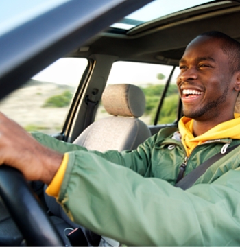 Man driving a car